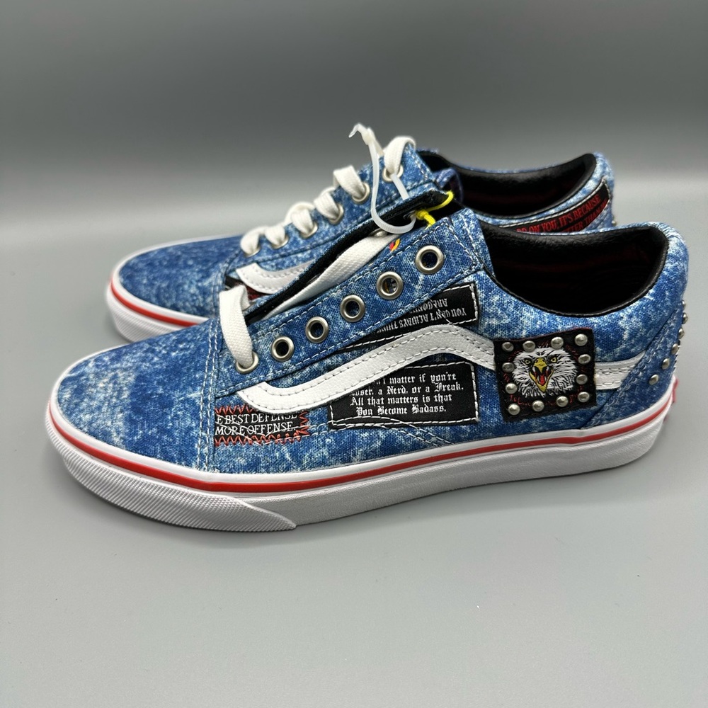 Vans x Cobra Kai Eagle Old Skool Skate Shoes Women's 7/ Mens 5.5 Blue White